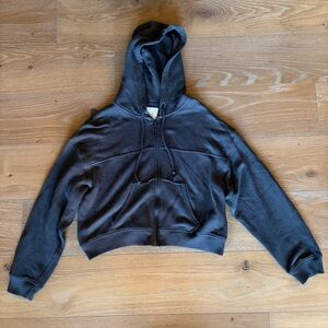 American Eagle Charcoal Gray Cropped Hoodie
